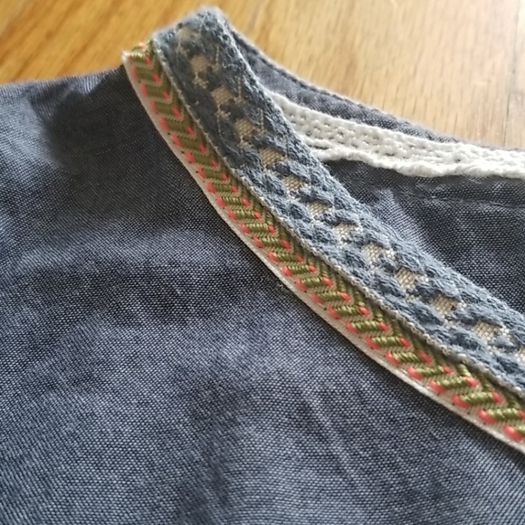 Anthropologie Embroidered Striped Shirt with Lace - Picture 3 of 9